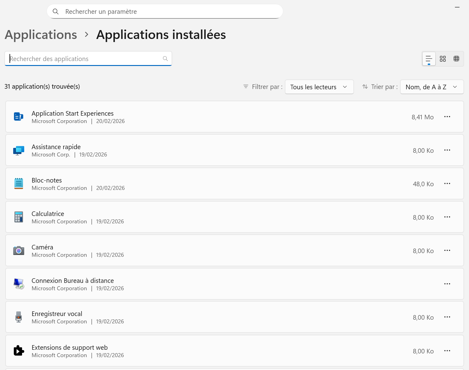 liste apps installé